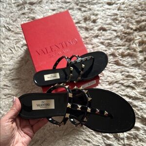 Brand new Valentino Garavani Black Strappy jelly Rockstud Sandals size 7.5